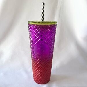 Starbucks Gradient Purple and Red Tumbler with Green Lid